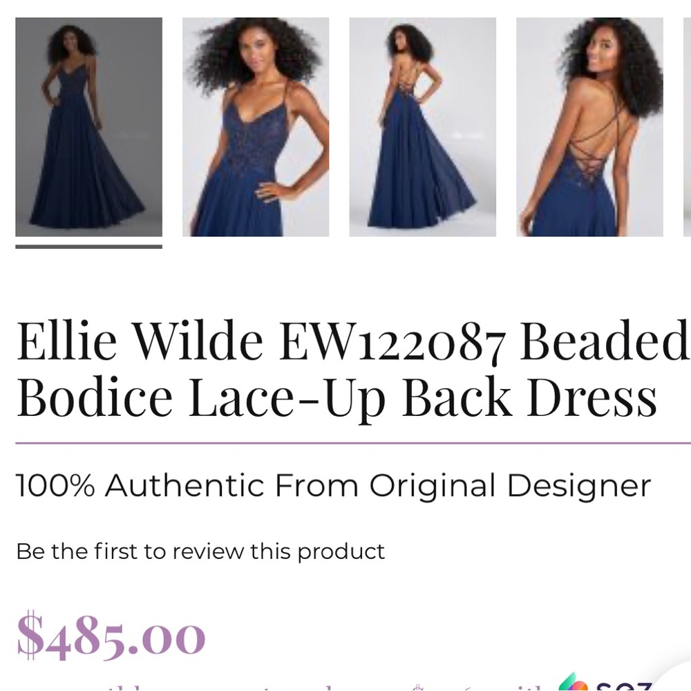 Ellie Wilde Mon Cheri Beaded Top Evening dress Navy Blue Size 10 - Picture 3 of 11